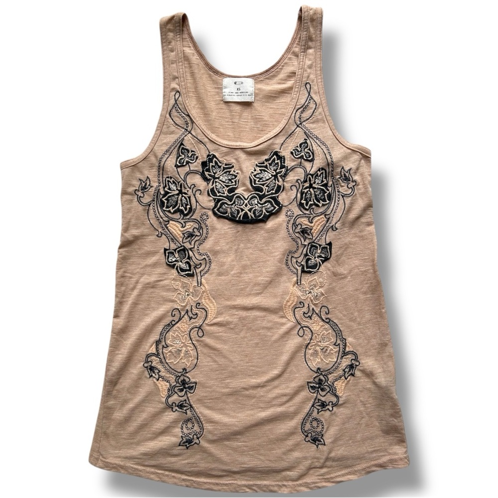 Anthropologie Pins & Needles Floral Embroidered Sleeveless Tank Top size XS